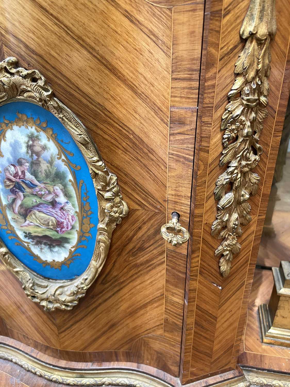 A Victorian ormolu mounted tulipwood and kingwood desk in the Louis XV style - Image 20 of 38