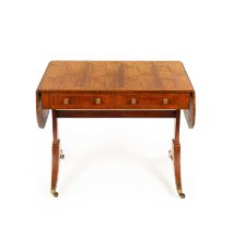 A Regency figured rosewood and satinwood banded sofa table