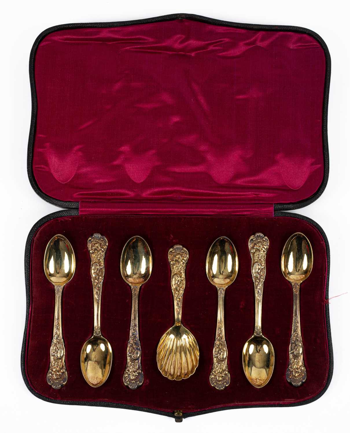 A set of six Victorian silver gilt teaspoons - Image 2 of 2