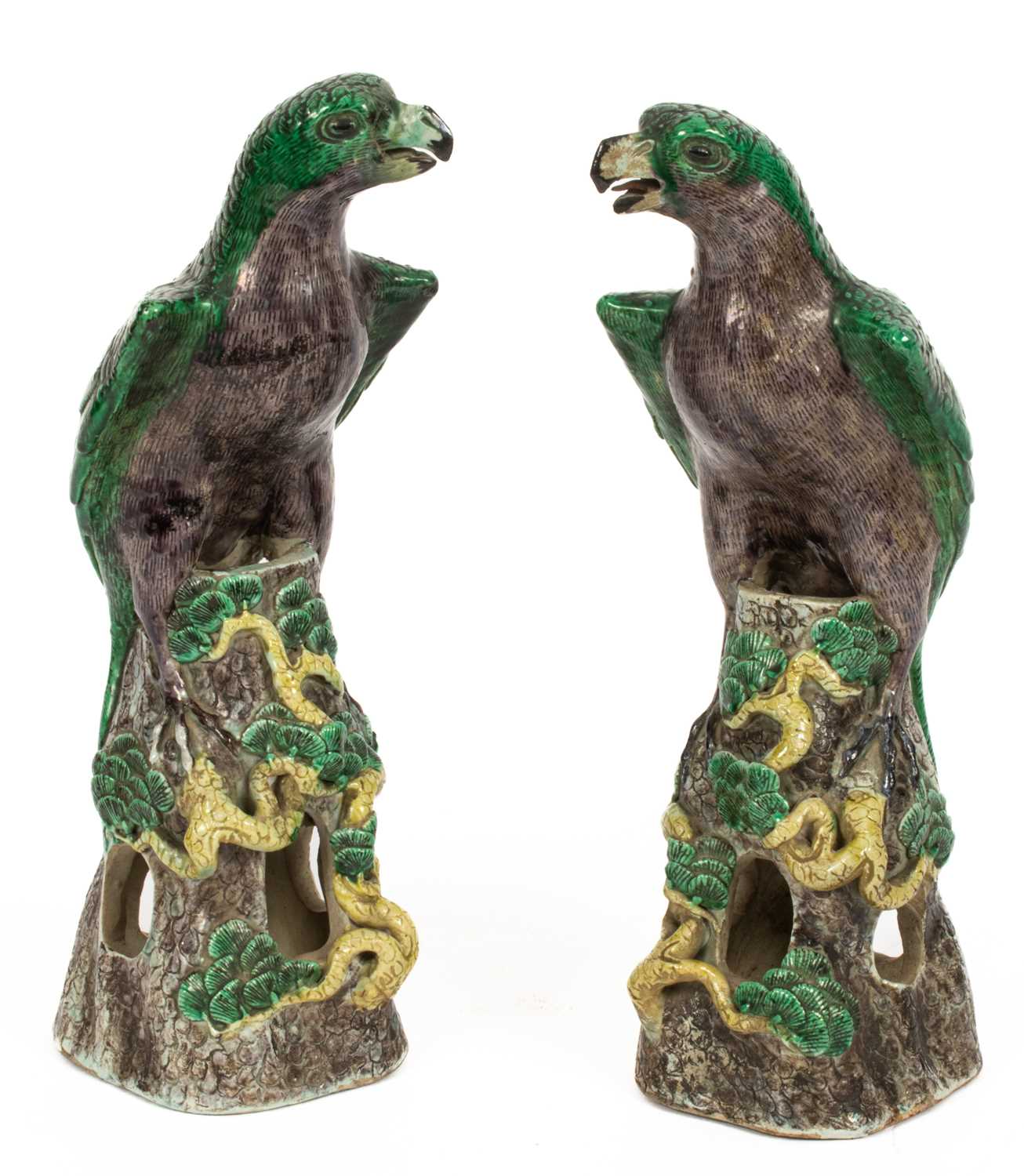 A pair of Chinese stoneware figures of hawks - Image 4 of 13