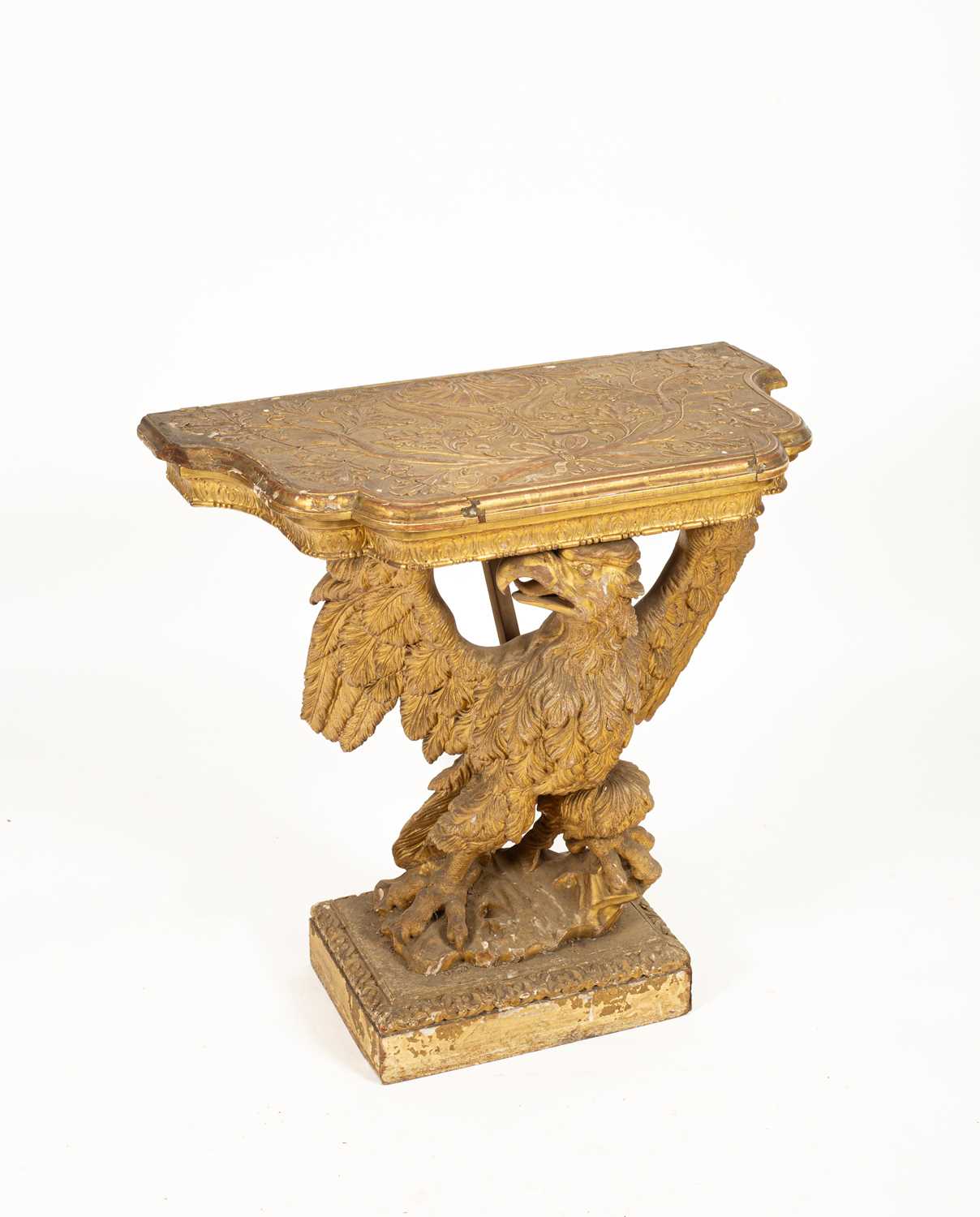 A George II gilt gesso serpentine eagle console table - Image 2 of 21