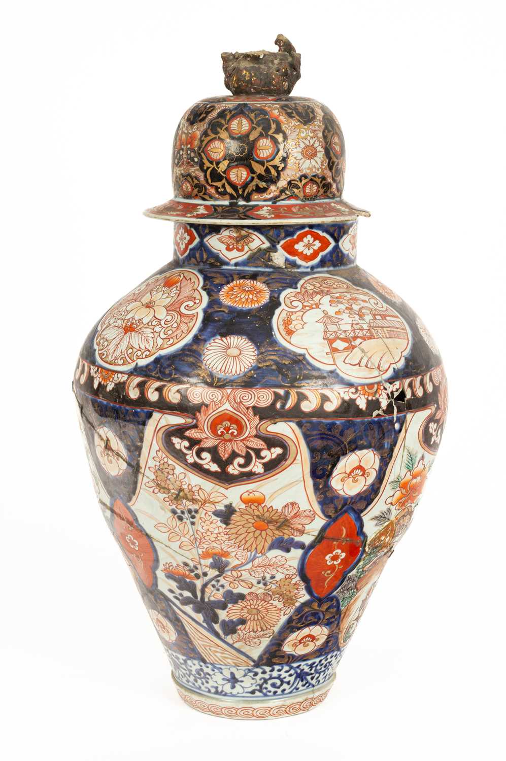 Two Japanese Imari large baluster vases with domed covers - Image 17 of 25