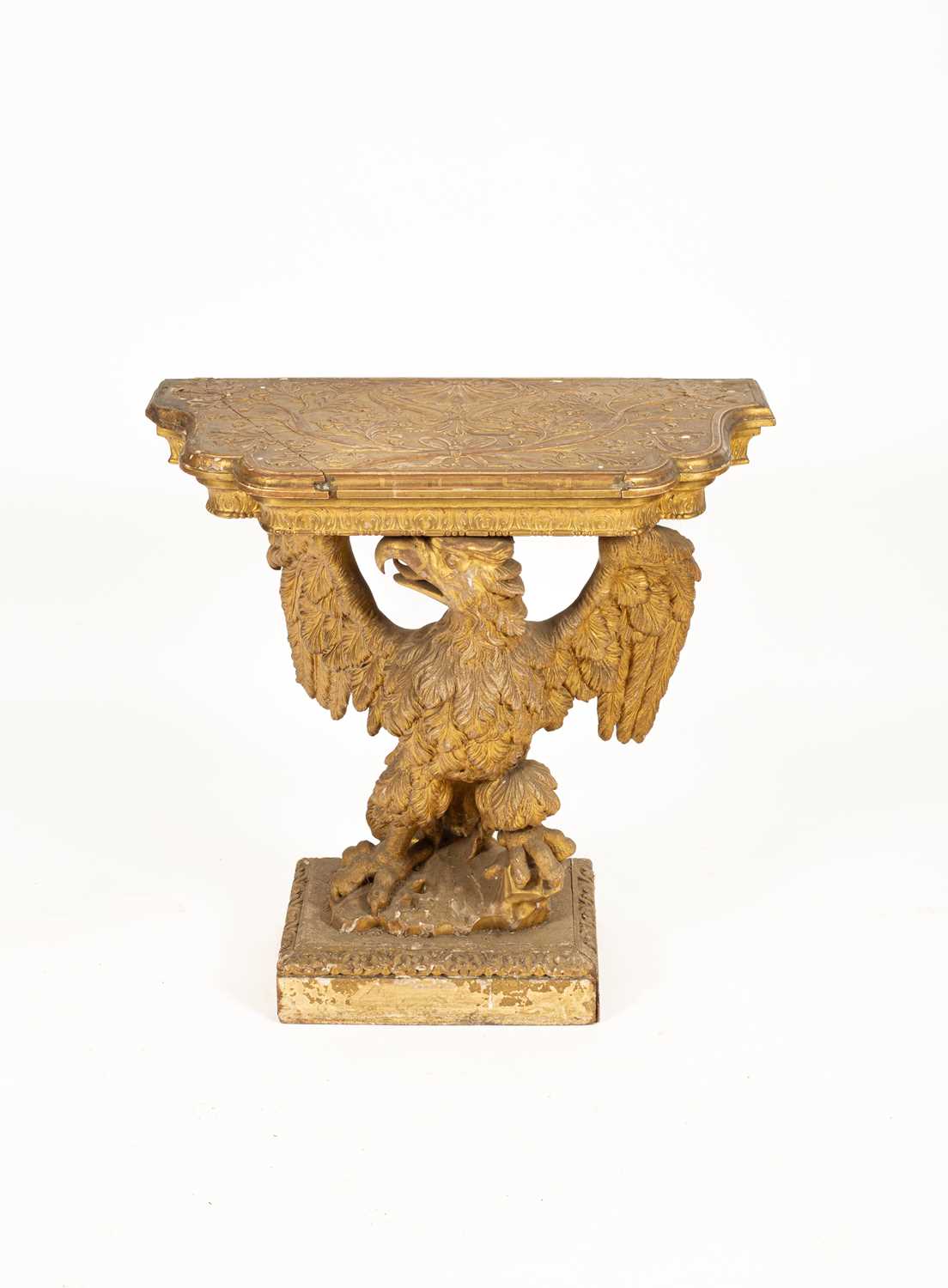 A George II gilt gesso serpentine eagle console table - Image 3 of 21