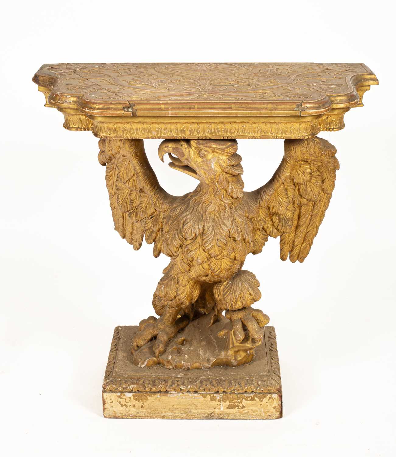 A George II gilt gesso serpentine eagle console table - Image 4 of 21