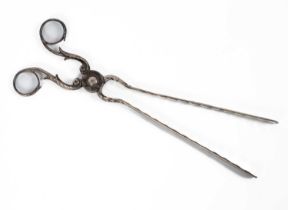 A pair of George III silver scissor action asparagus tongs