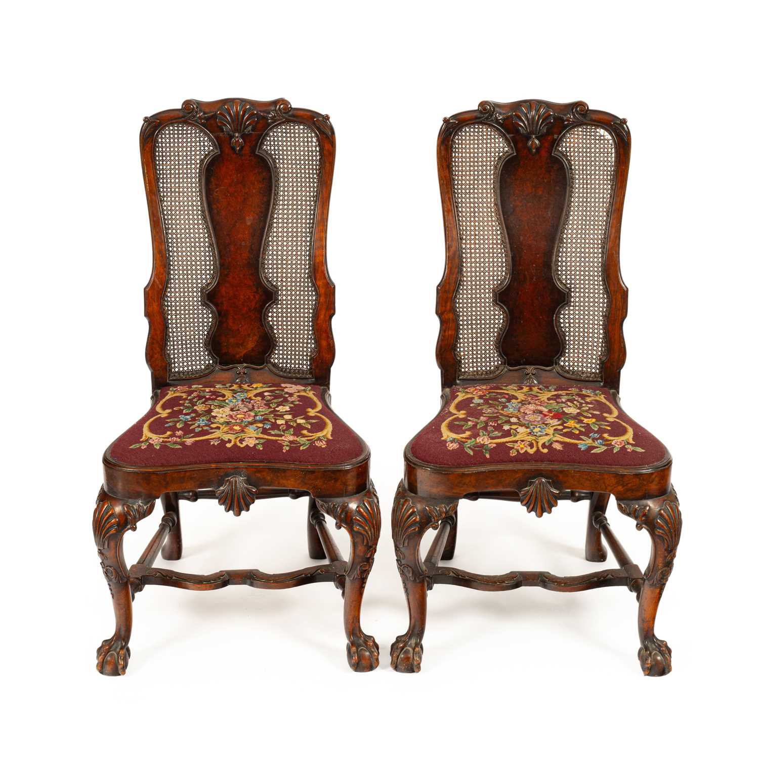 A pair of Dutch walnut dining chairs