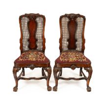 A pair of Dutch walnut dining chairs