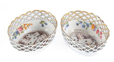 A pair of south Staffordshire enamel bonbon dishes