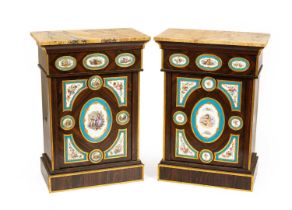 A pair of Napoleon III calamander pier cabinets