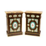 A pair of Napoleon III calamander pier cabinets