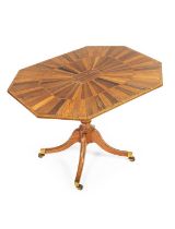 A late George III rosewood banded exotic specimen wood octagonal breakfast table