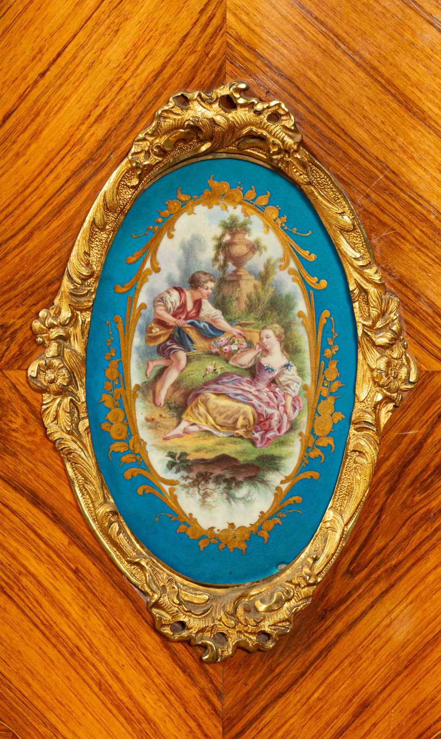 A Victorian ormolu mounted tulipwood and kingwood desk in the Louis XV style - Image 6 of 38