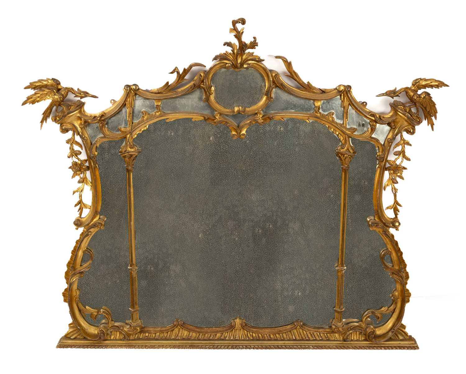 A giltwood overmantel mirror