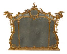 A giltwood overmantel mirror