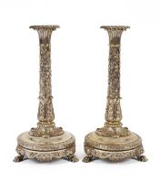 Royal Interest: A pair of William IV silver candlesticks