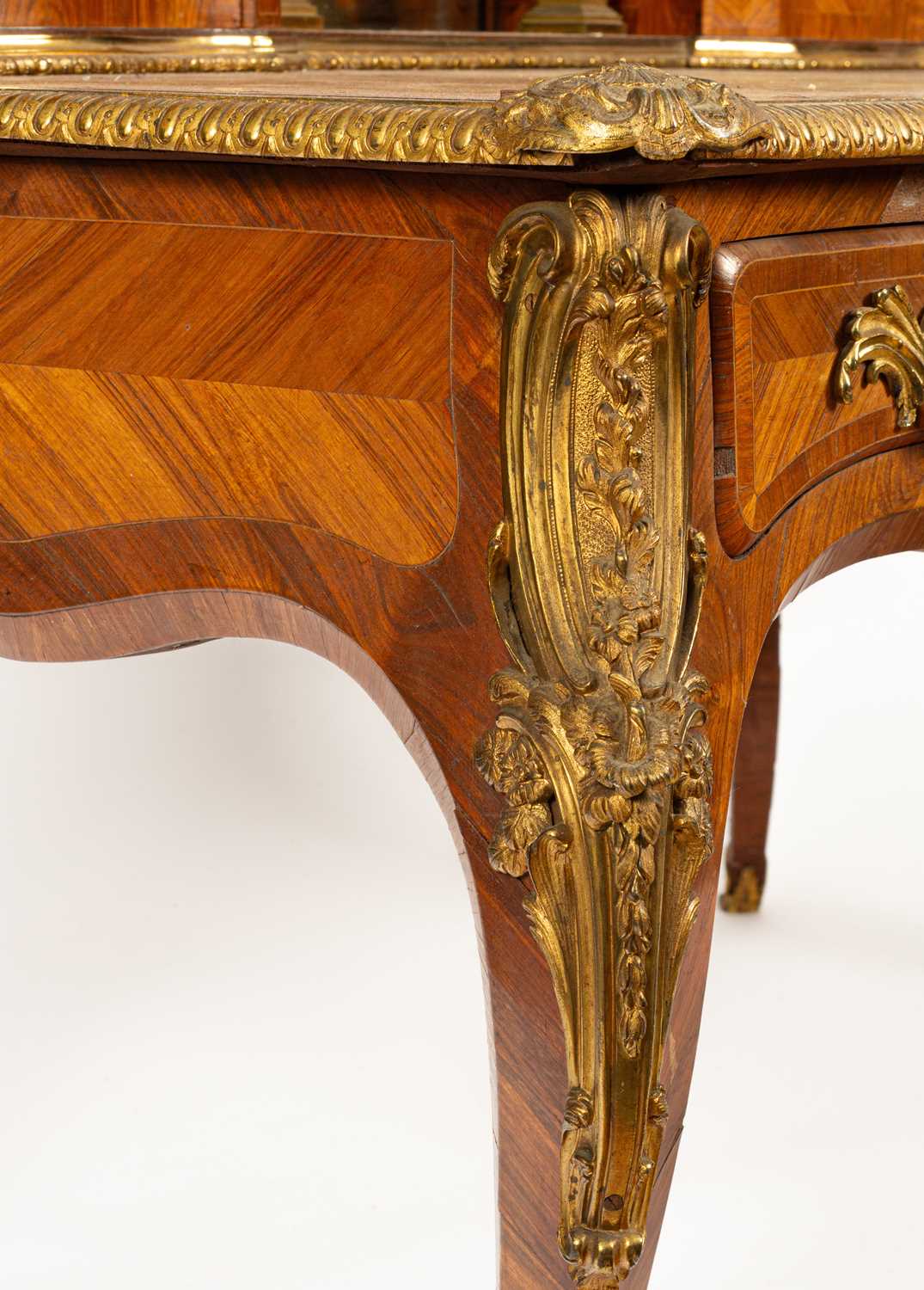 A Victorian ormolu mounted tulipwood and kingwood desk in the Louis XV style - Image 5 of 38