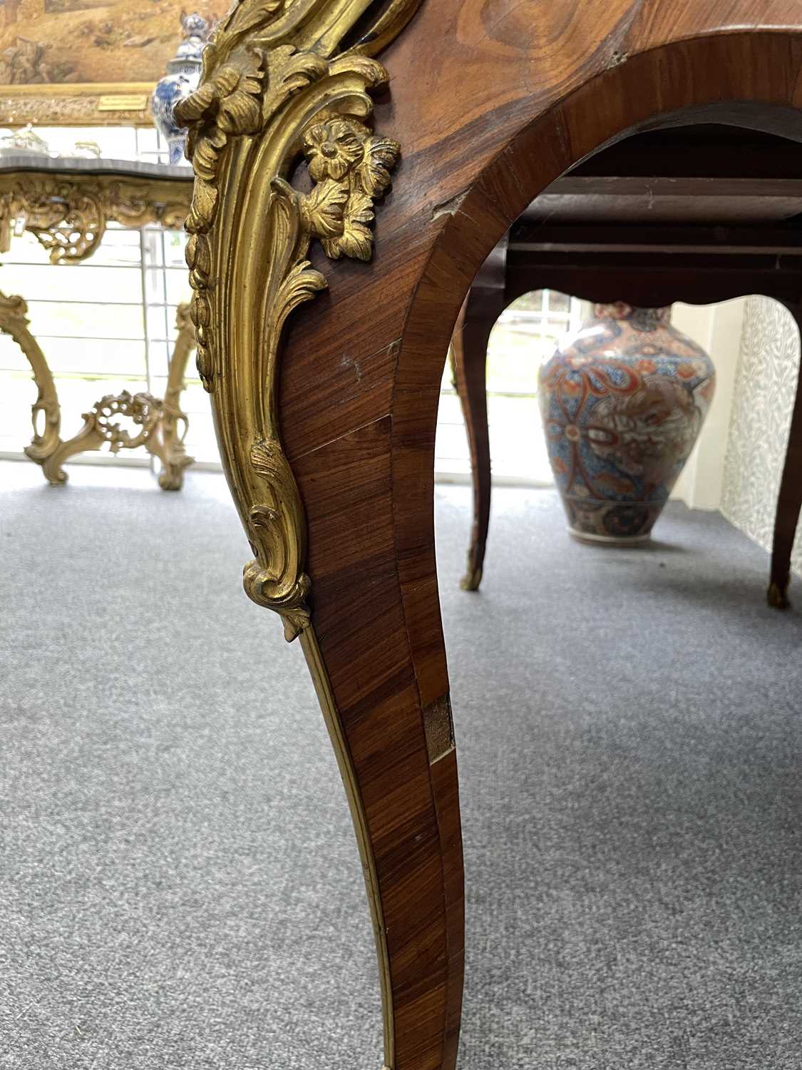 A Victorian ormolu mounted tulipwood and kingwood desk in the Louis XV style - Image 25 of 38