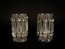 A pair of clear glass lustres