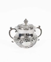 A Charles II two-handled baluster porringer and cover