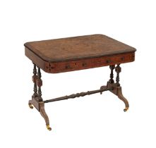 A Regency amboyna and rosewood banded library table
