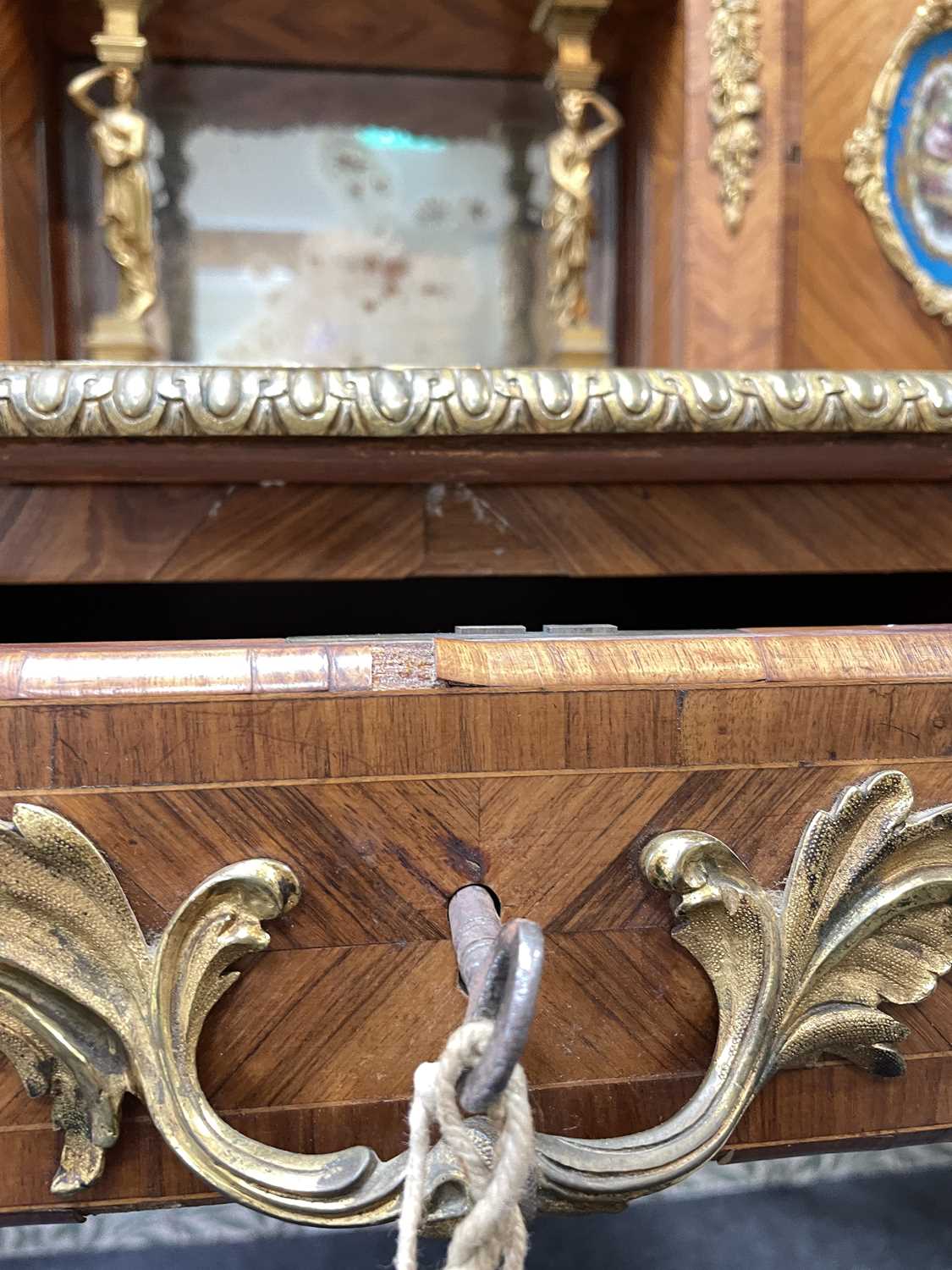 A Victorian ormolu mounted tulipwood and kingwood desk in the Louis XV style - Image 16 of 38