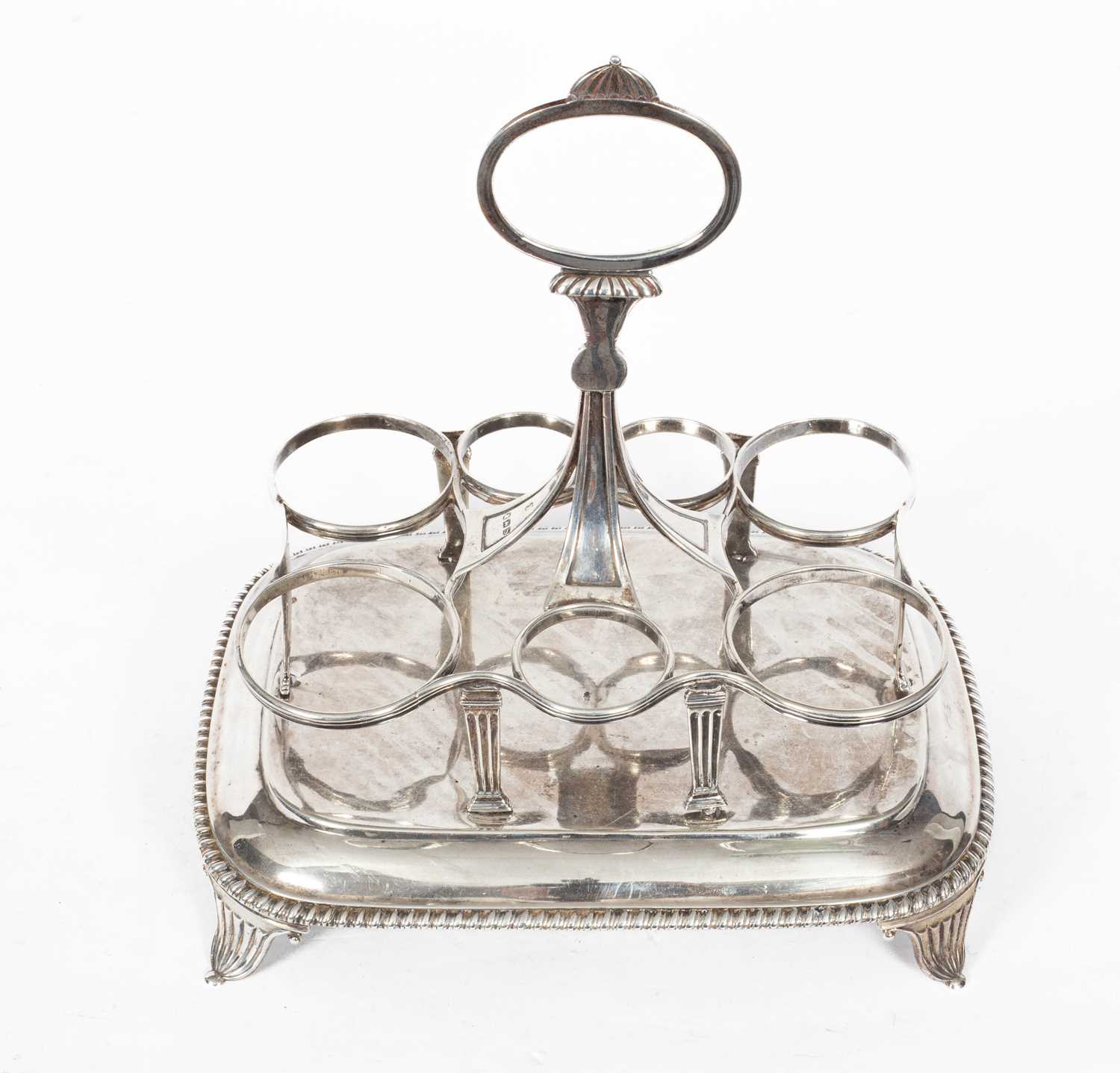 A George III silver cruet stand