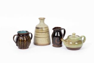 Four studio pottery items
