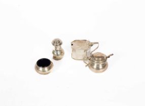 A three-piece silver cruet set