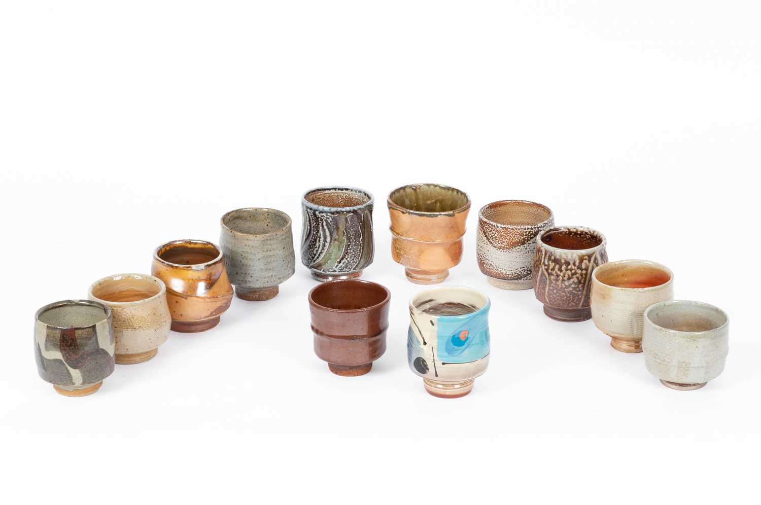 Various studio pottery tea bowls