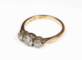 A three-stone diamond ring
