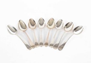 A near set of six George III old English pattern silver tablespoons