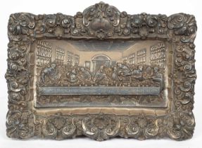 A Continental white metal panel of the last supper