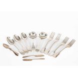 Sundry fiddle pattern silver flatware