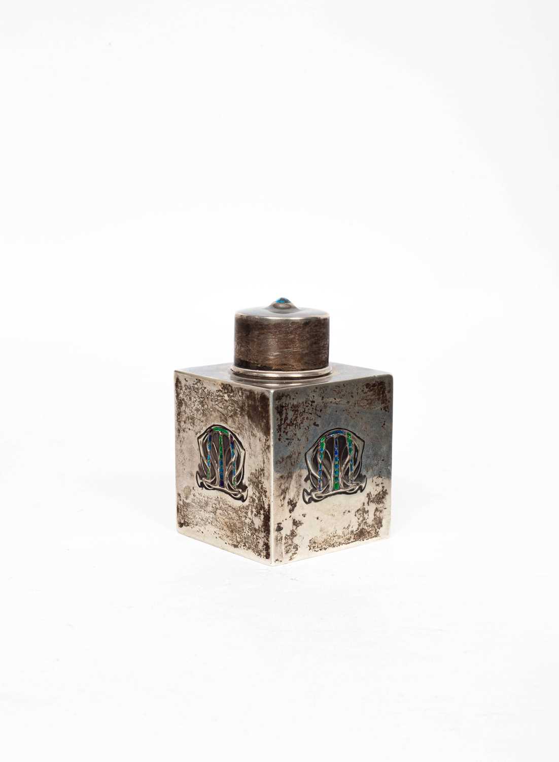 An Art Nouveau silver and enamel tea caddy - Image 3 of 5