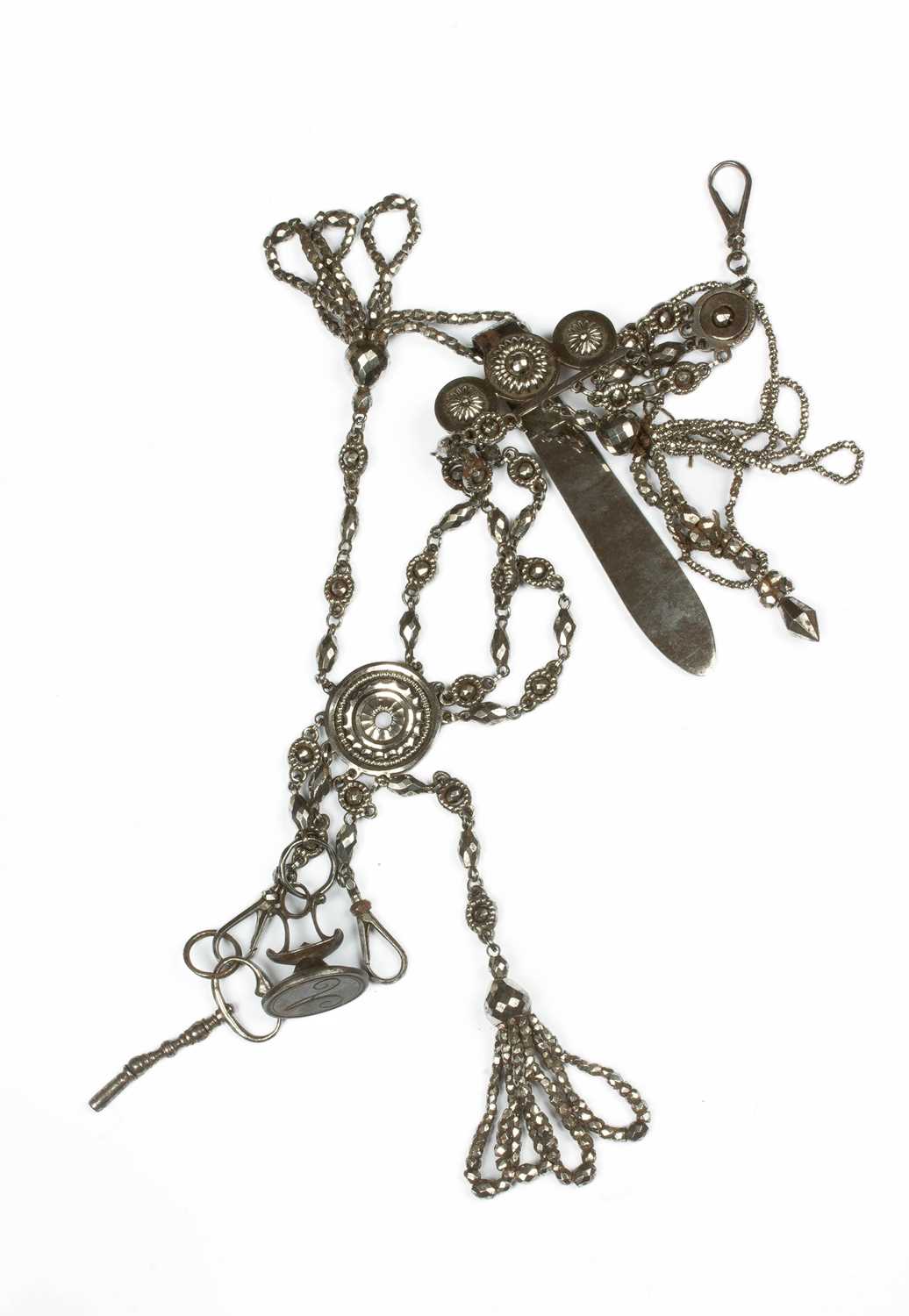 A Georgian cut steel chatelaine