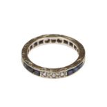 A diamond and sapphire eternity ring