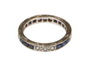 A diamond and sapphire eternity ring