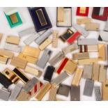 A collection of sixty gas lighters, including Ronson, Colibri, Win, Sarome, Maruman