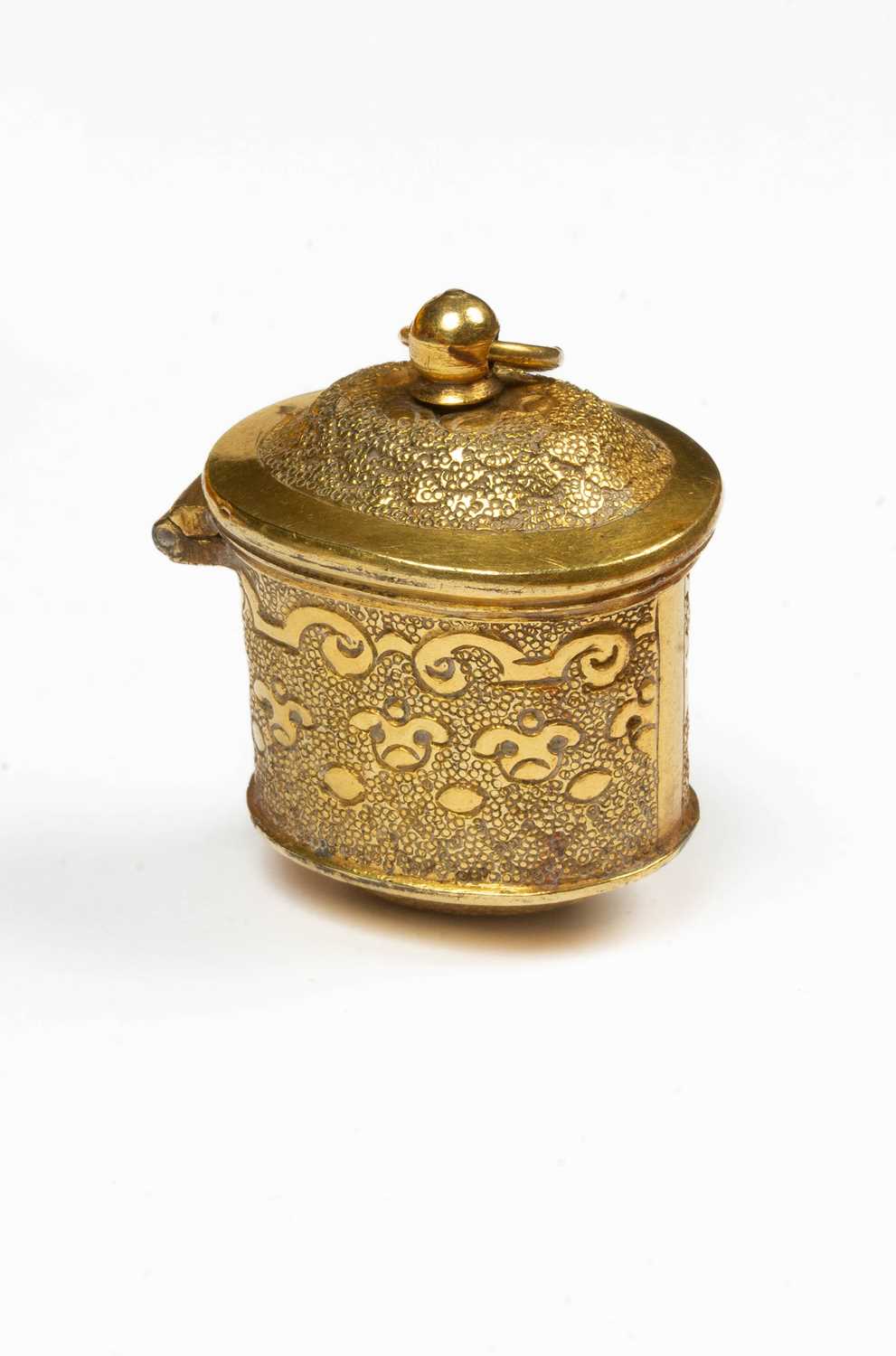 A gilt metal thimble case and thimble for a chatelaine, - Image 2 of 2