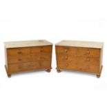 A pair of Victorian pine marble top chests