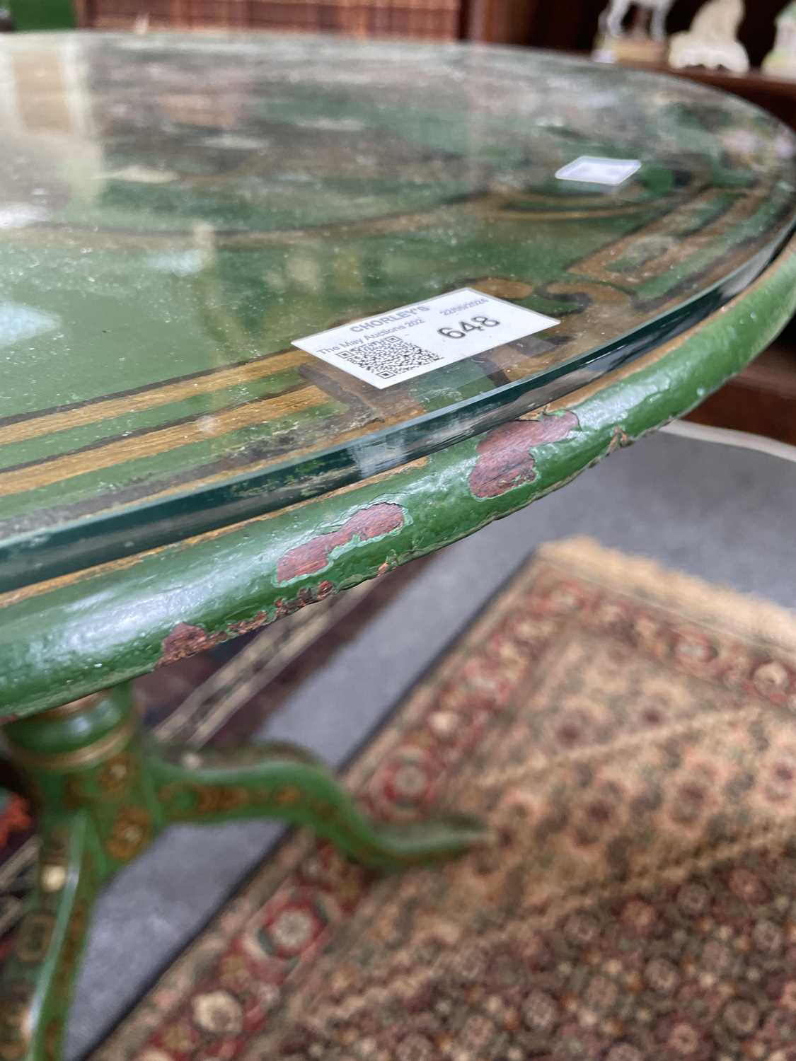 A green painted Chinoiserie tripod table - Image 9 of 10