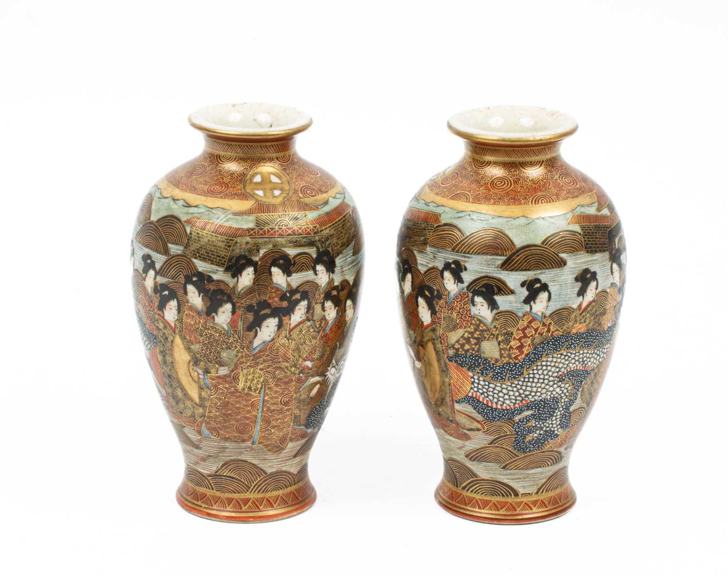 A pair of Japanese satsuma vases