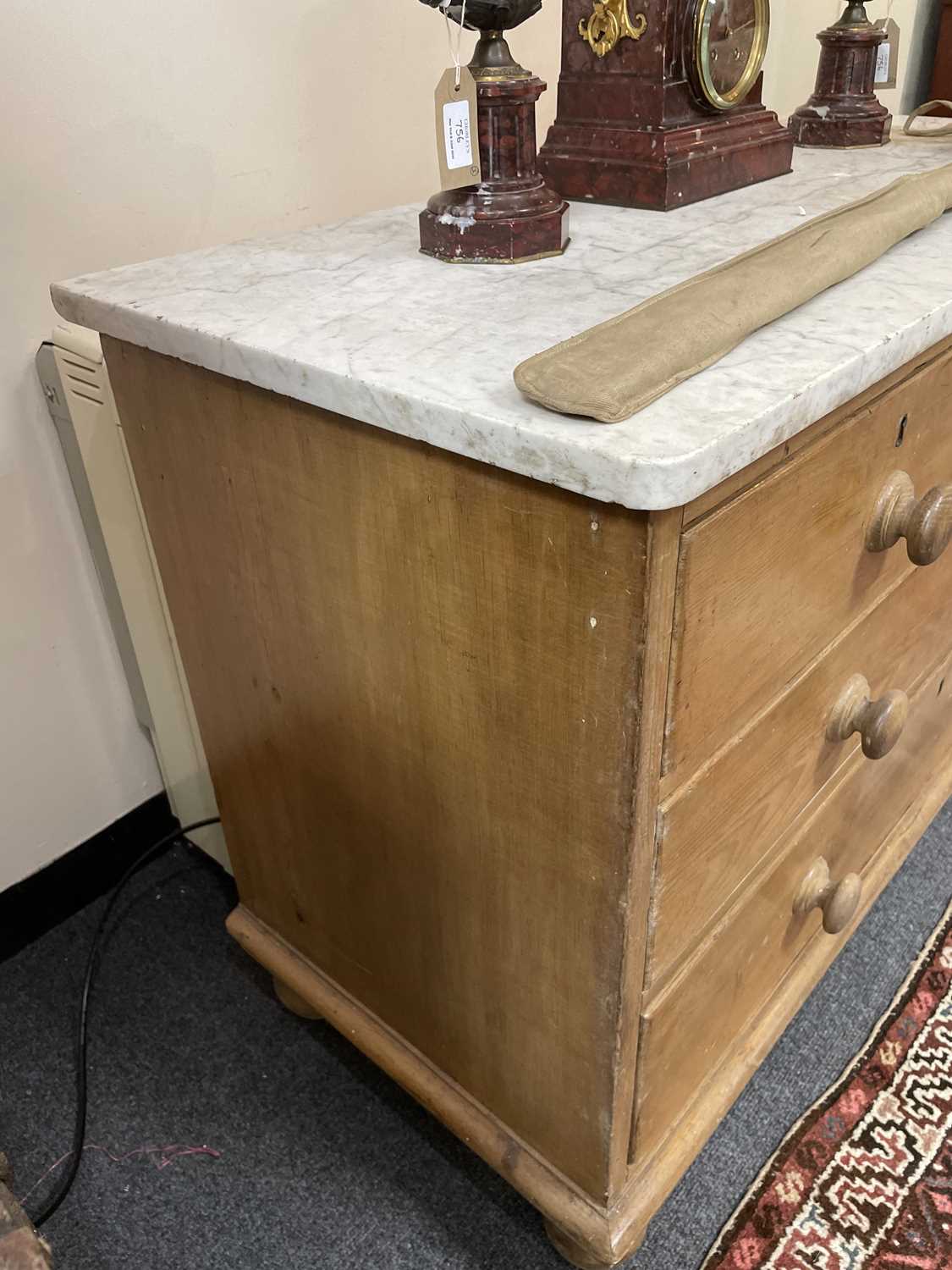 A pair of Victorian pine marble top chests - Image 4 of 10