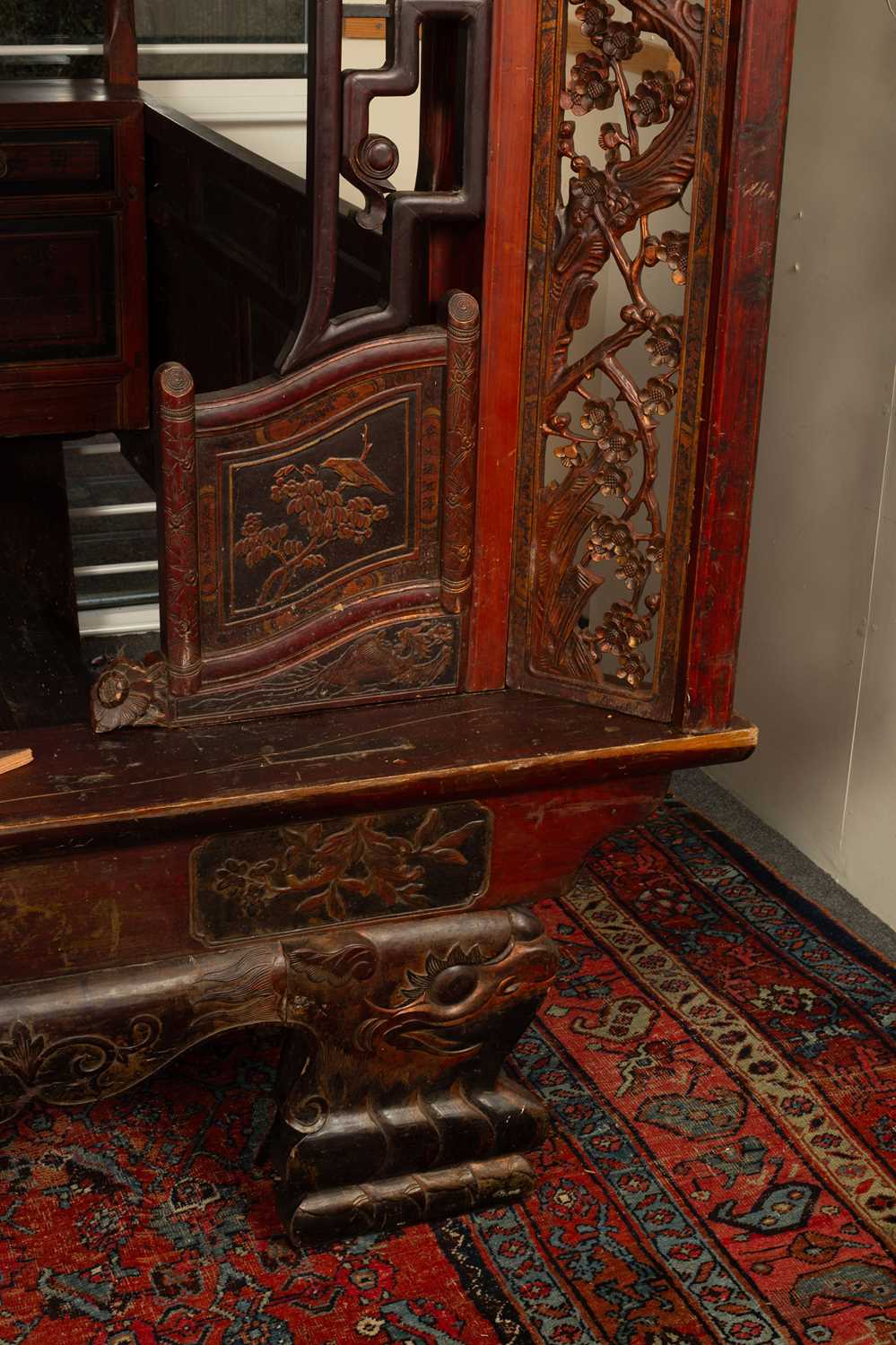 A Chinese carved wood opium bed - Image 4 of 4