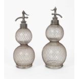 Two wire bound glass soda syphons