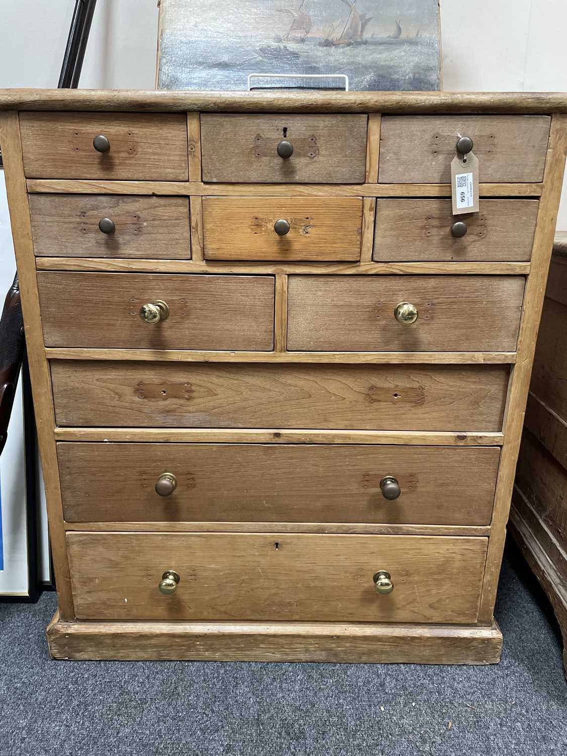 A pine bank of eleven drawers - Image 2 of 8