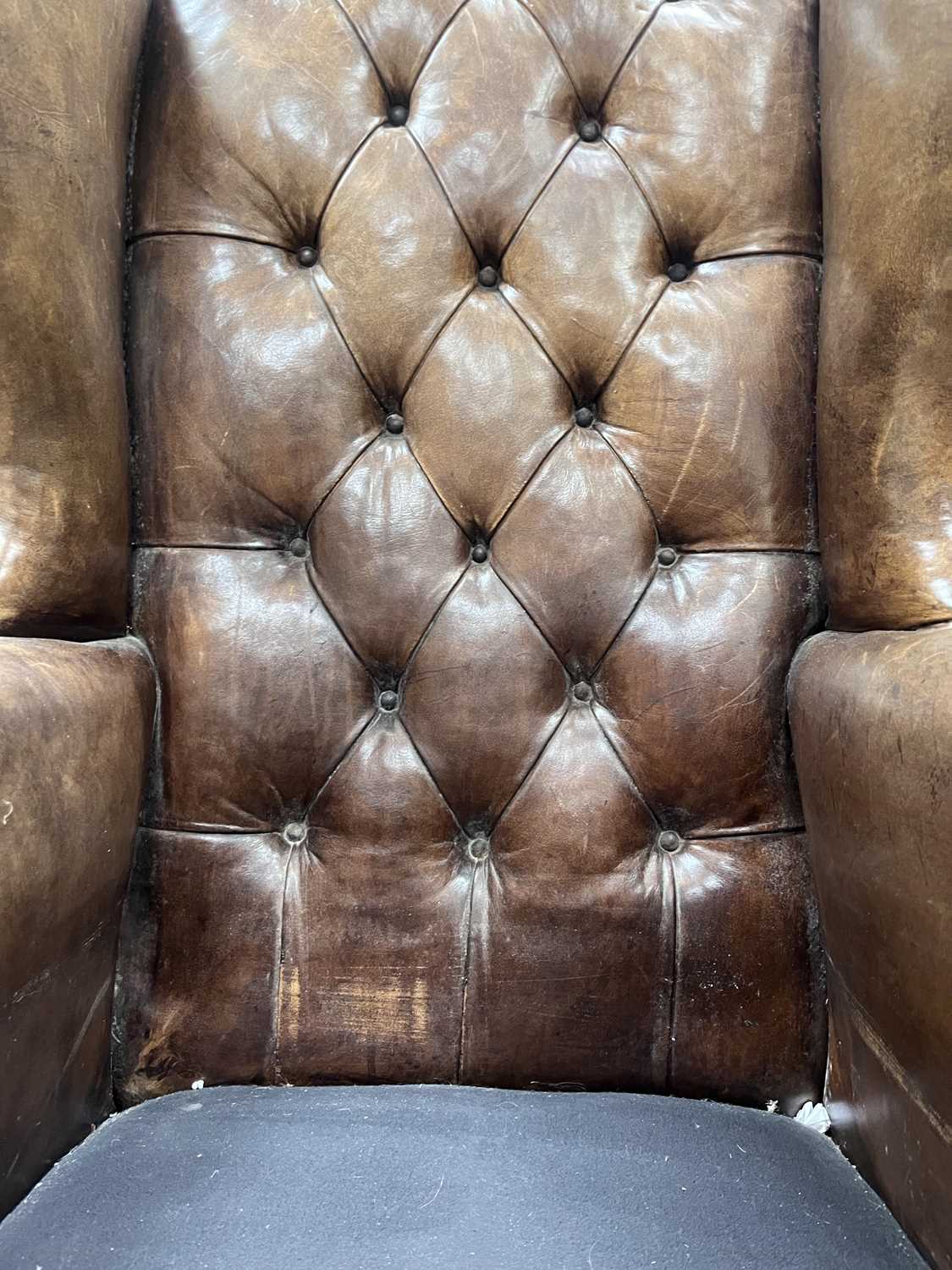 An early 20th Century leather wingback chair - Image 2 of 17