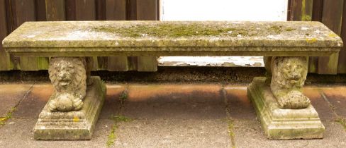 A rectangular stone bench