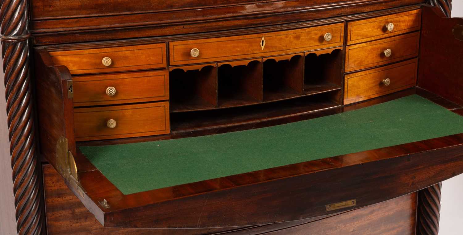 A Regency mahogany bowfront secretaire chest on chest - Image 3 of 3