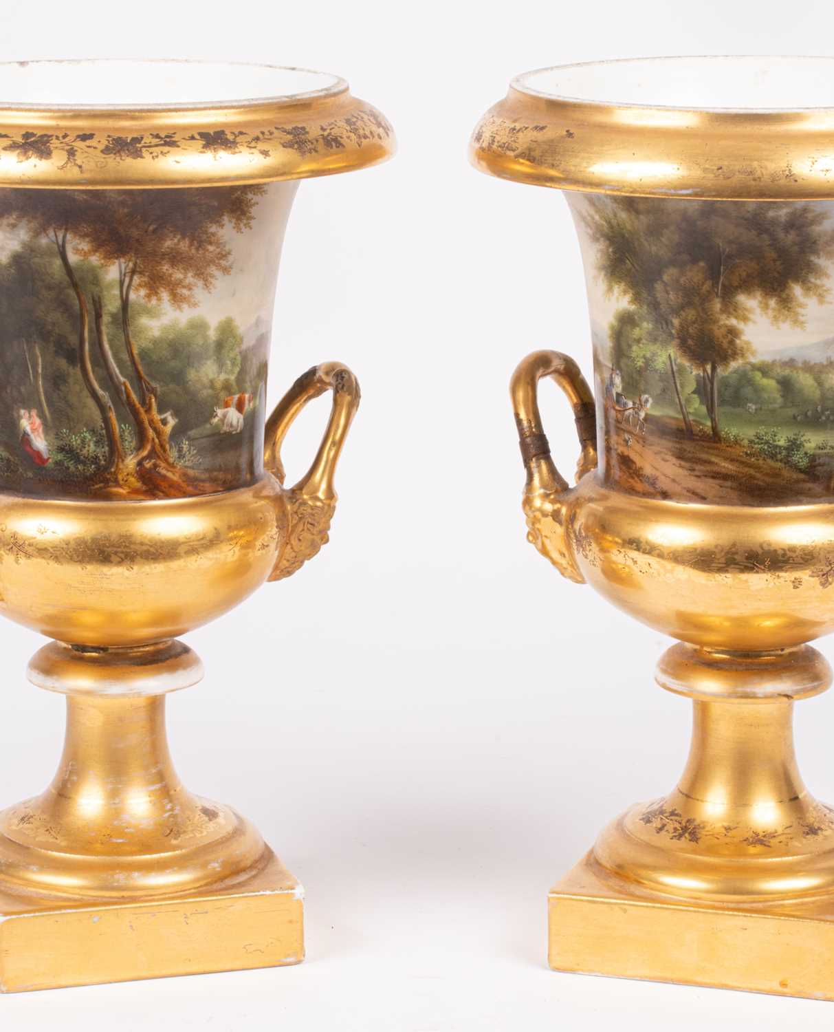 A pair of Paris porcelain campana-shaped vases - Image 3 of 14